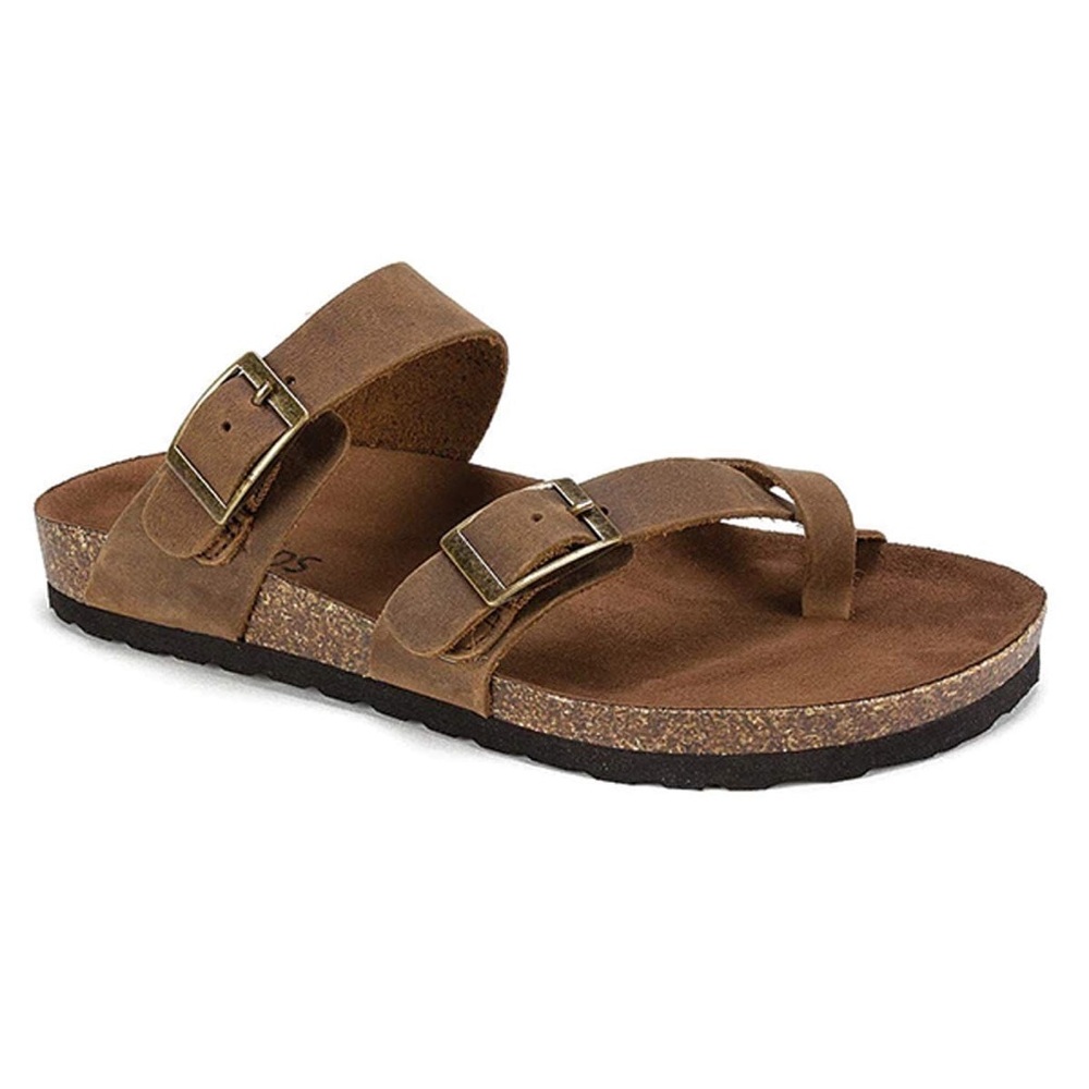 White Mountain Women’s Gracie Footbeds Sandals Size 8 Brown Leather Buckle
